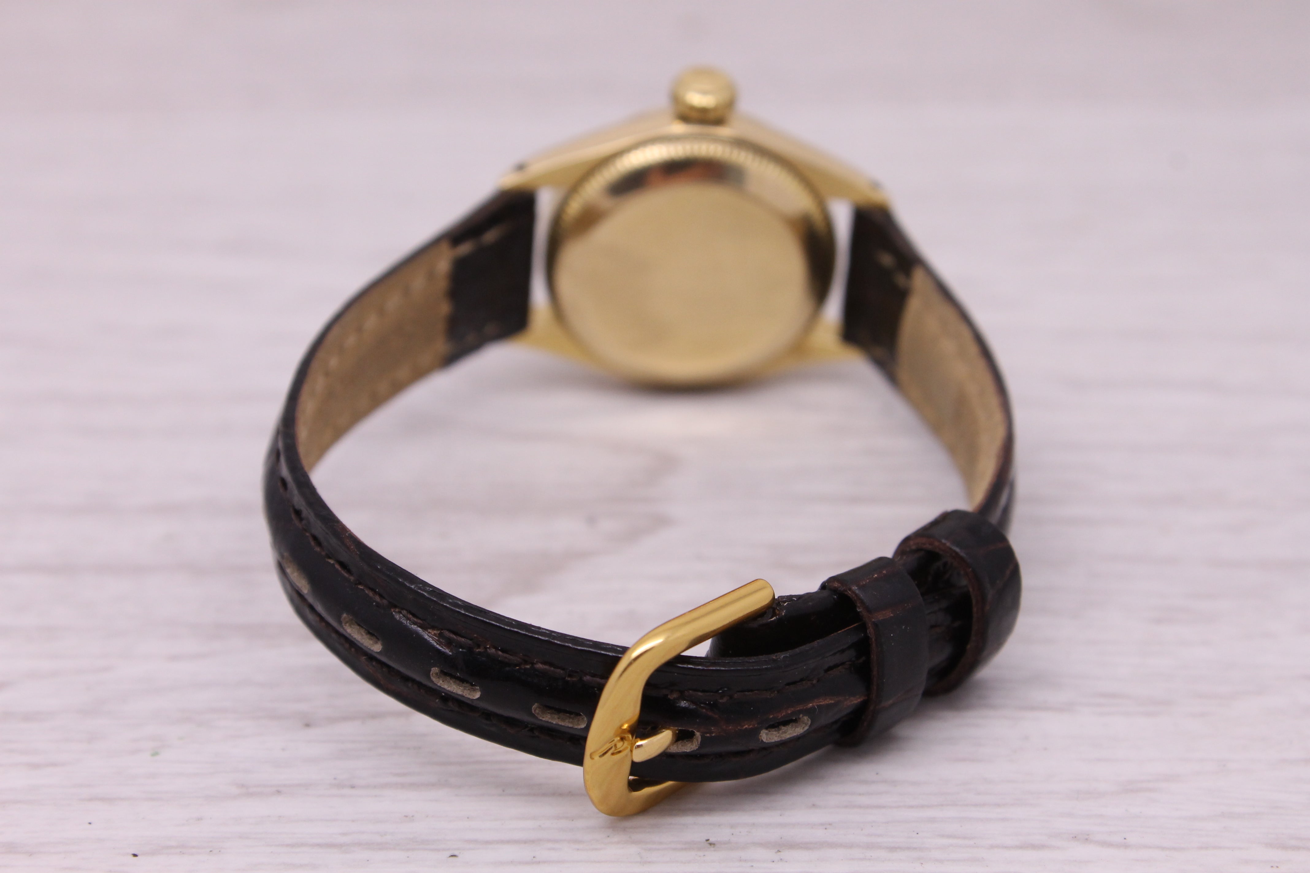 Gray Vintage c.1960 Rolex 6619 Ladies 24.5mm 18k Yellow Gold Automatic Watch Serviced