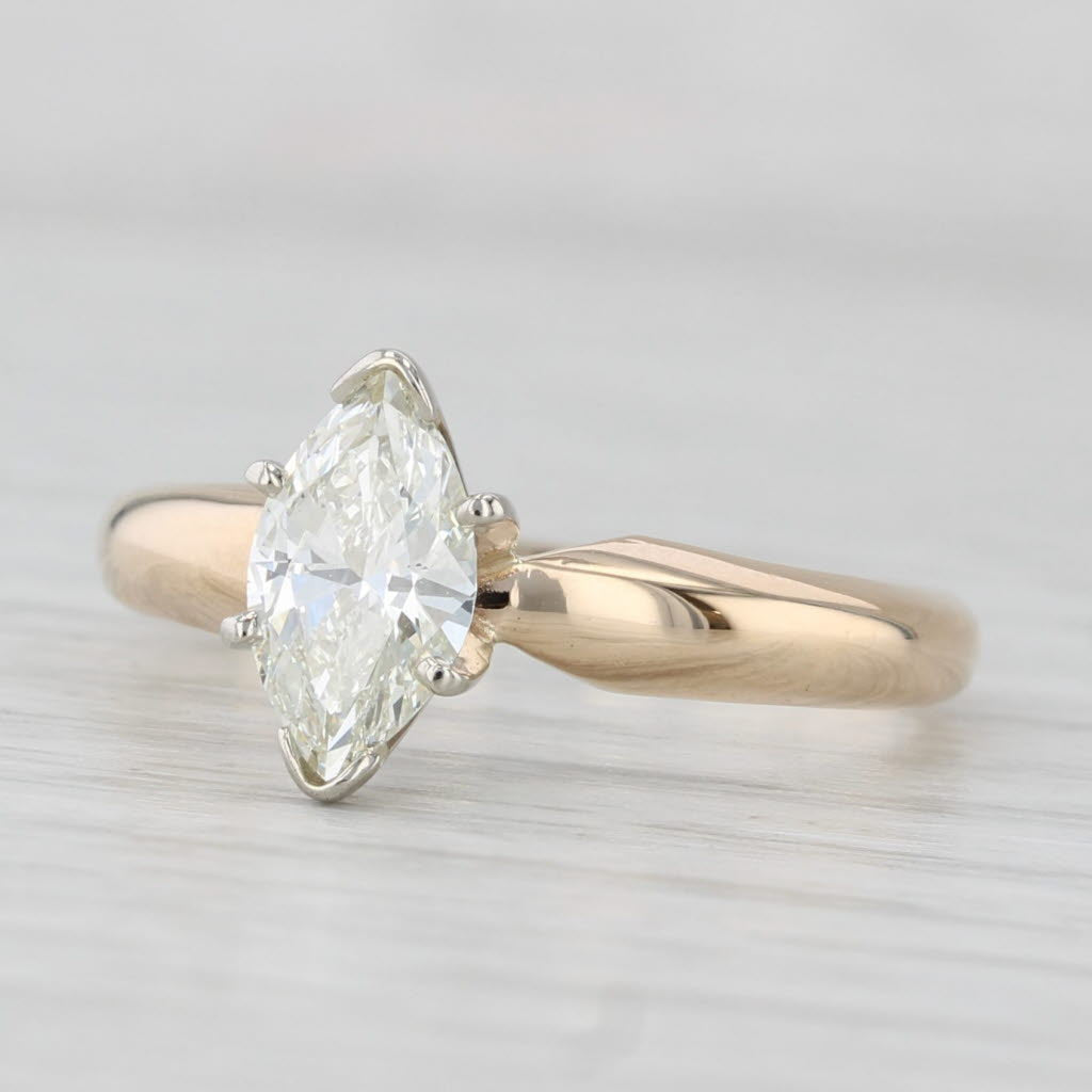 Light Gray 0.78ct Diamond Marquise Solitaire Engagement Ring 14k Yellow White Gold Size 7