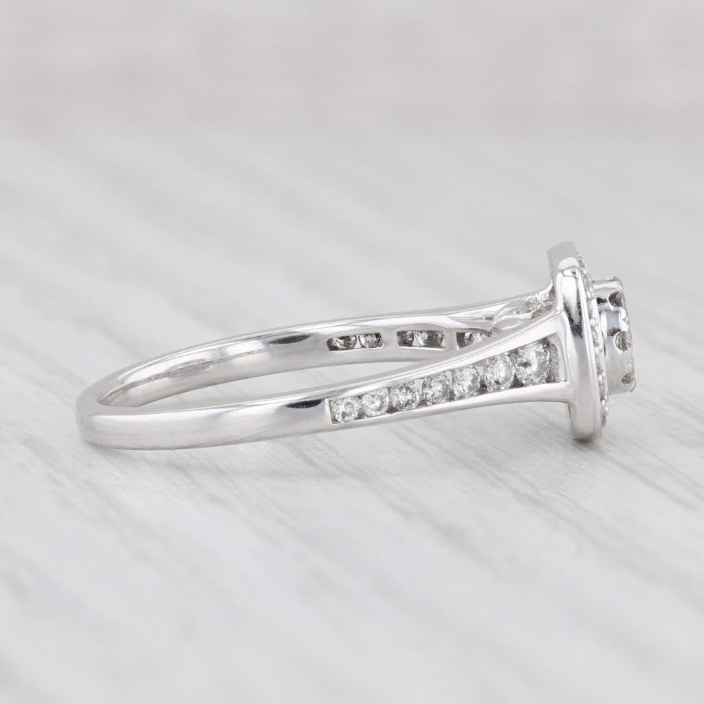 Light Gray 0.31ctw Round Diamond Halo Engagement Ring 10k White Gold Size 10