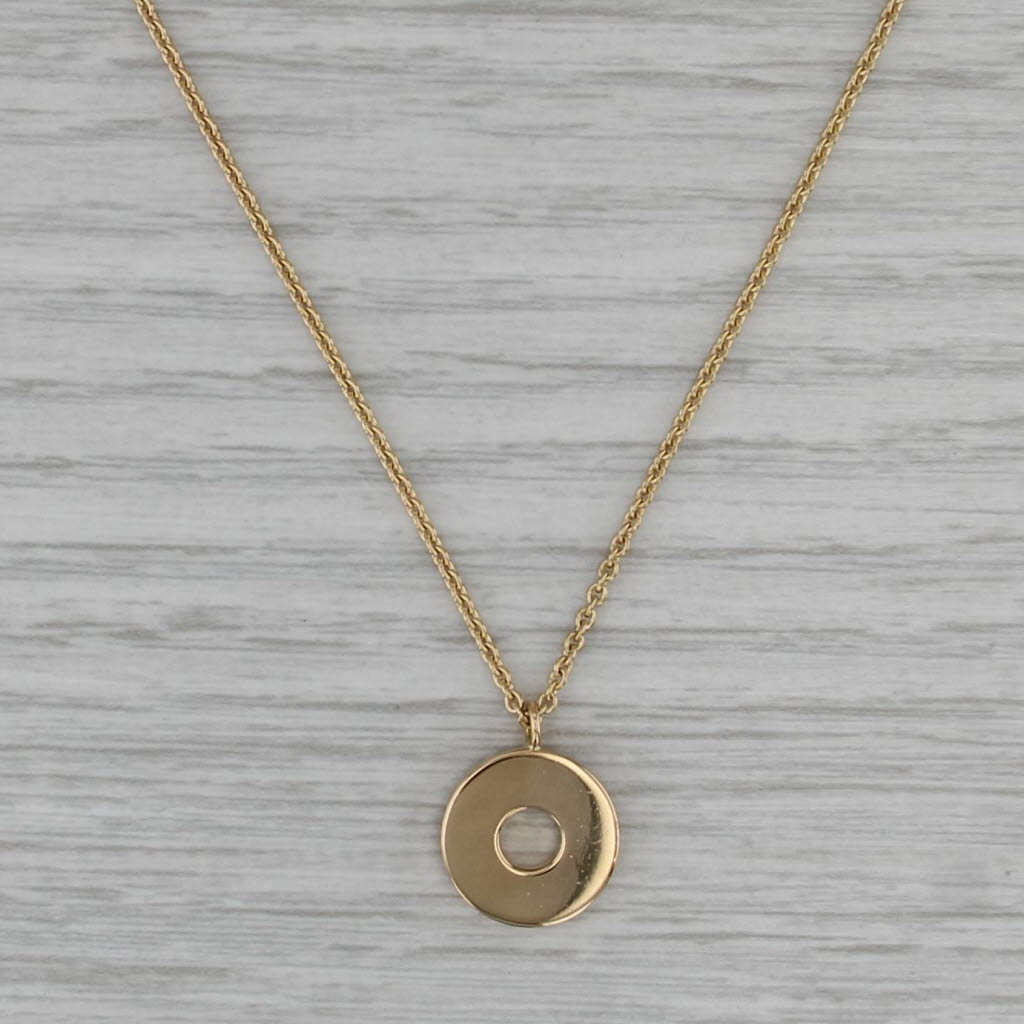 Tiffany & Co 1837 Circle Disc Pendant Necklace w/ Pouch 16" Cable Chain