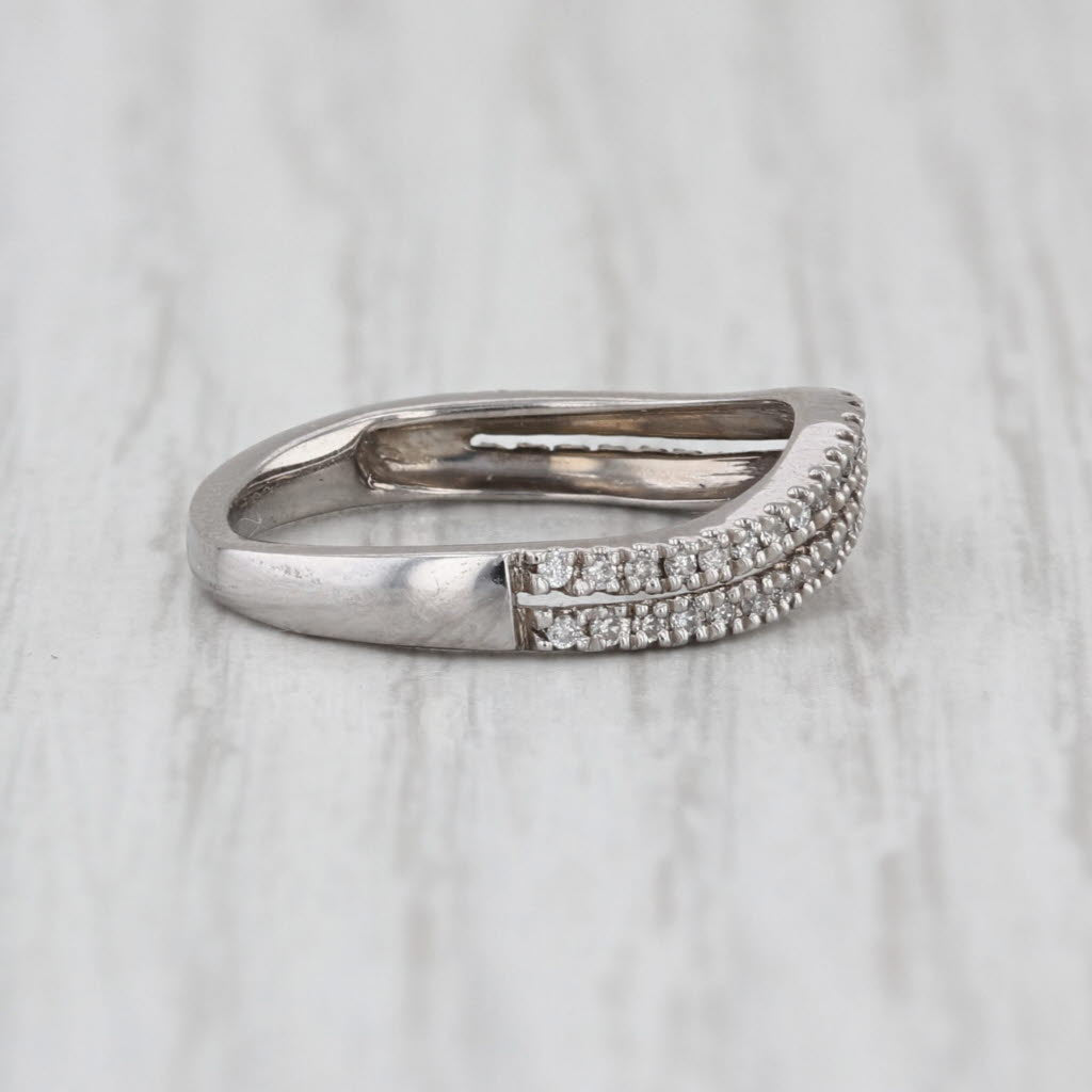 0.13ctw Diamond Double Band Ring 10k White Gold Size 4.75Wedding Ring