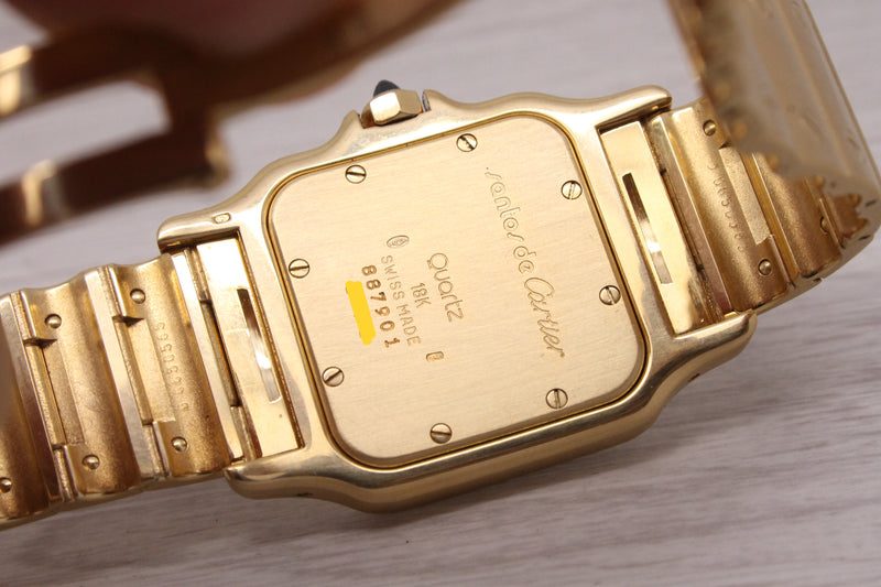 Tan Cartier Santos Galbee 18k Yellow Gold 29mm Quartz Watch ref.887901