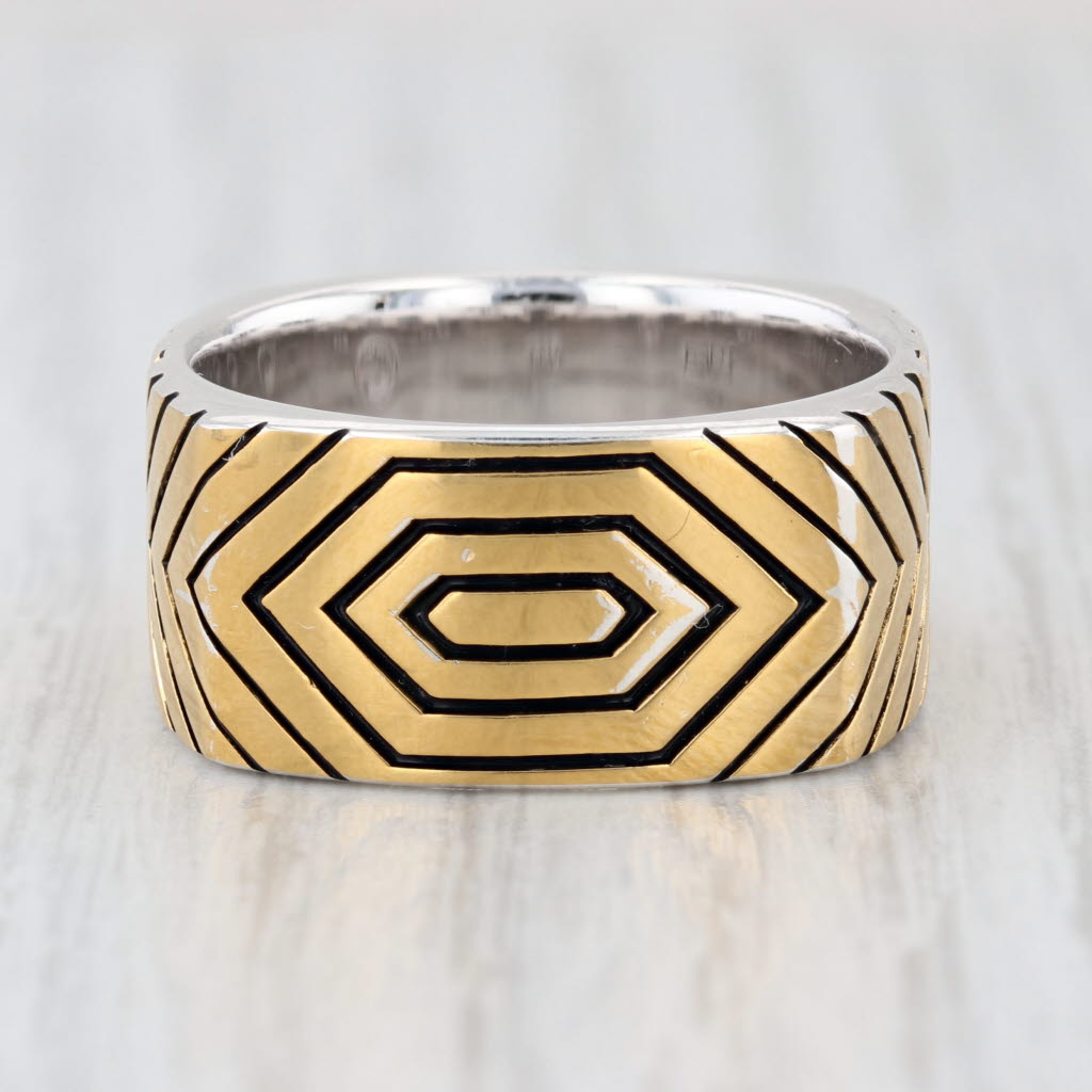 Effy Men's Ring Sterling Silver Gold Plated Size 10.25 Ring X Pattern