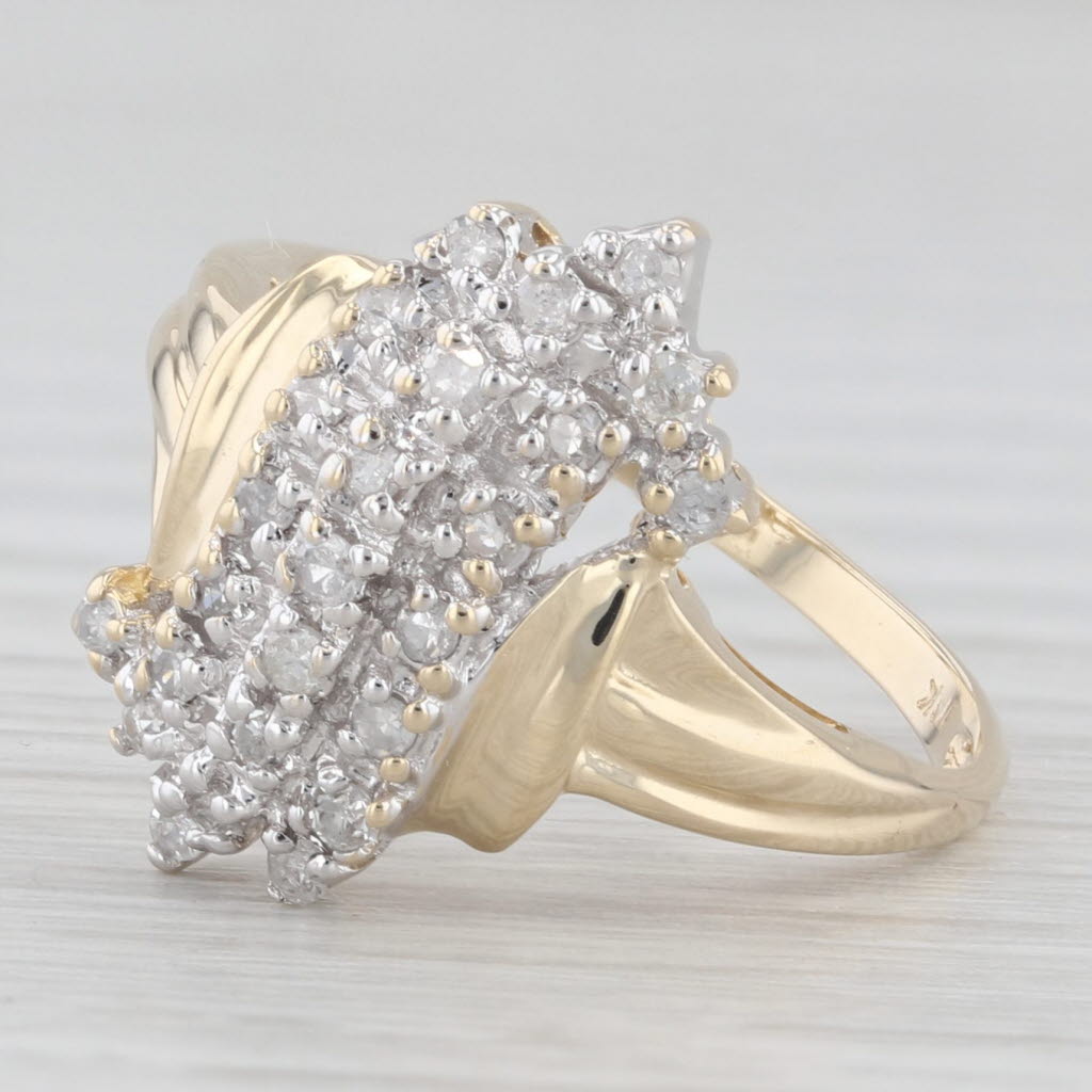 Light Gray 0.23ctw Pave Diamond Cluster Ring 10k Yellow Gold Size 5.5