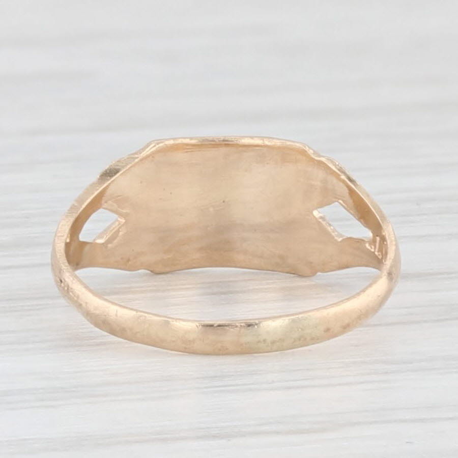 Light Gray Engravable Signet Baby Ring 10k Yellow Gold Small Size