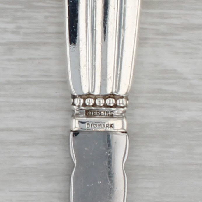 Gray Georg Jensen Denmark Acorn Salad Spoon Fork Set Sterling Silver Stainless Steel