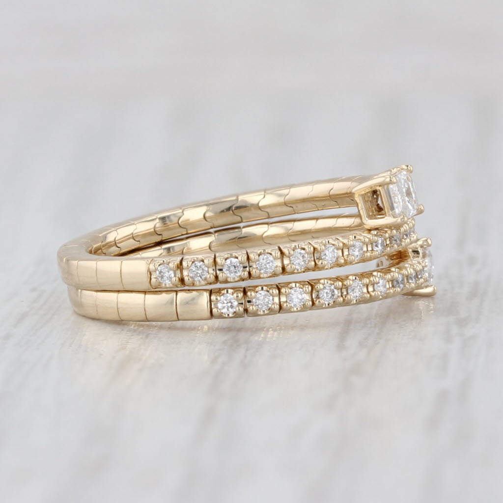 New 0.52ctw Diamond Coiled Band Ring 14k Yellow Gold Flexible Adjustable 6.75+