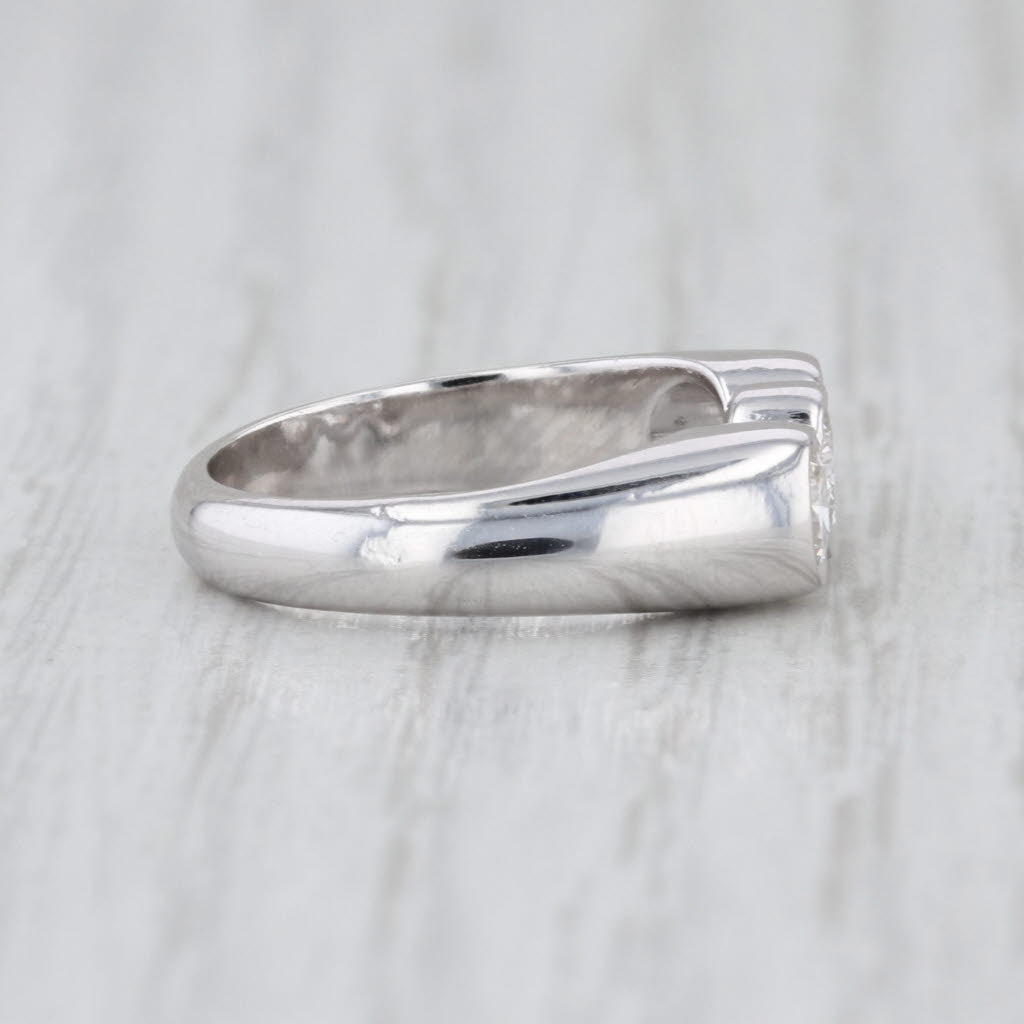 0.91ctw Round Diamond 3-Stone Ring 14k White Gold Size 4.75 Stackable