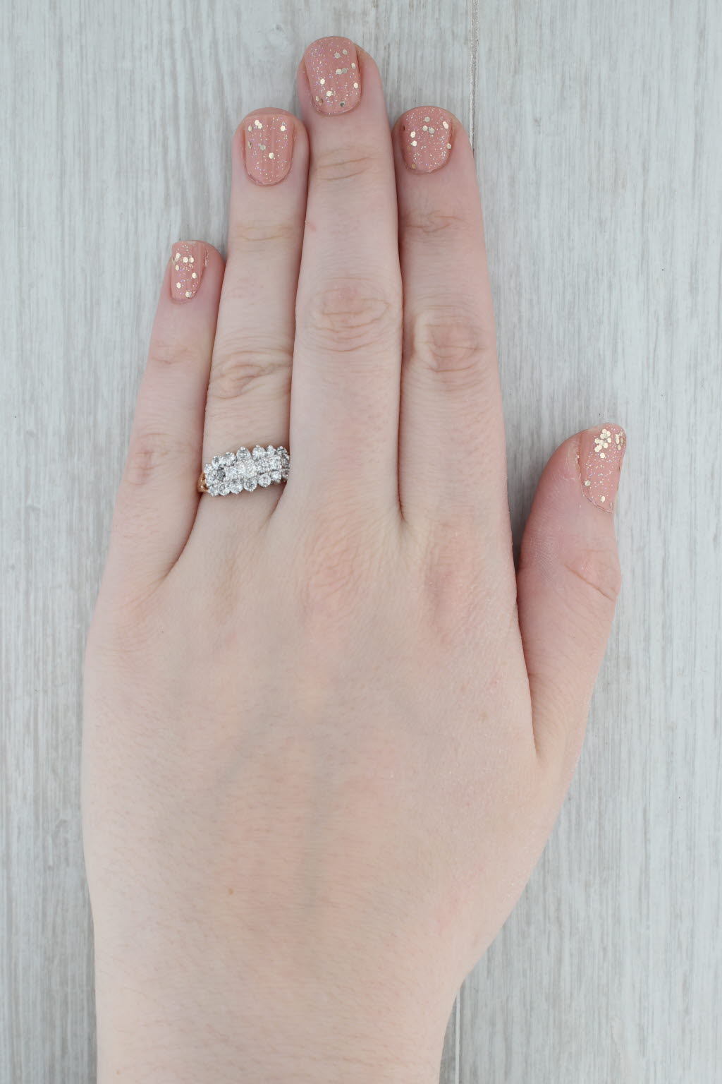 Gray 0.98ctw Diamond Cluster Ring 14k Yellow Gold Size 8