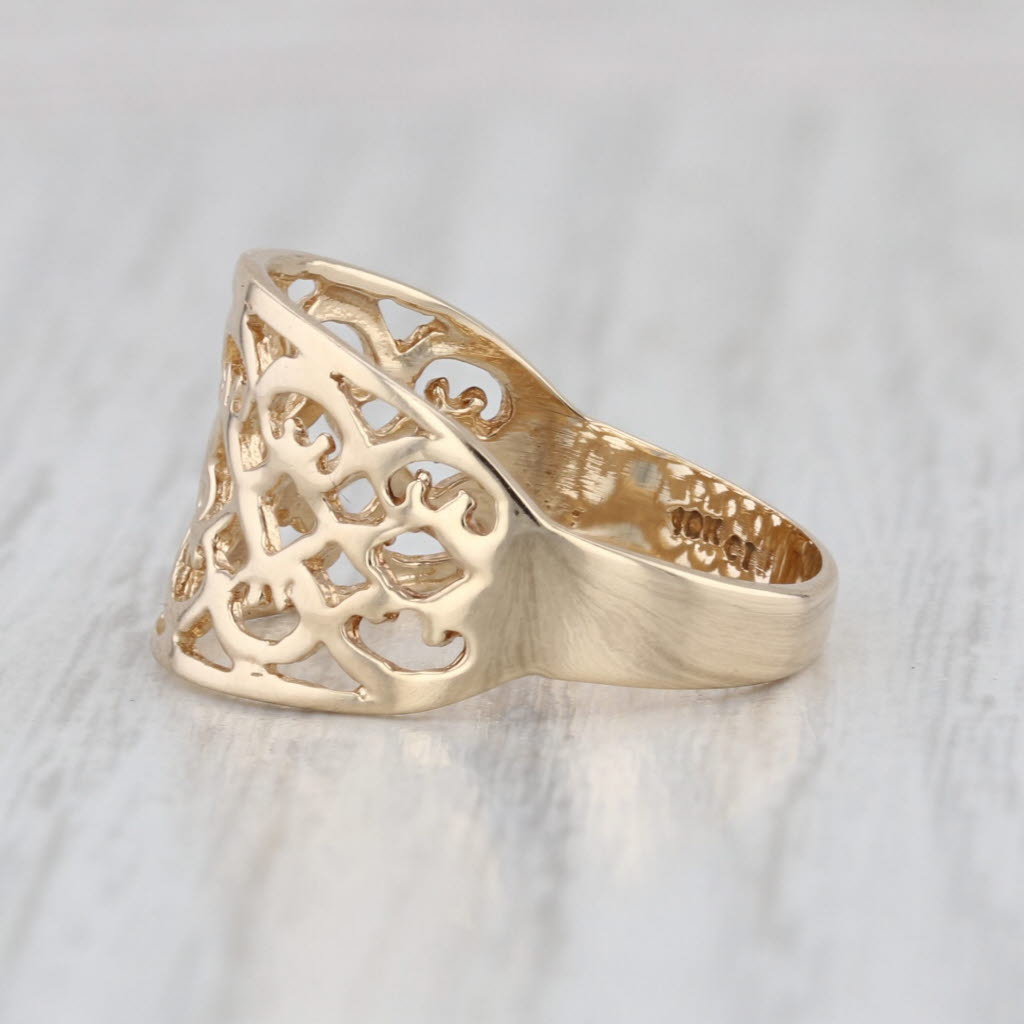 Open Lattice Work Ring 10k Yellow Gold Size 6.75