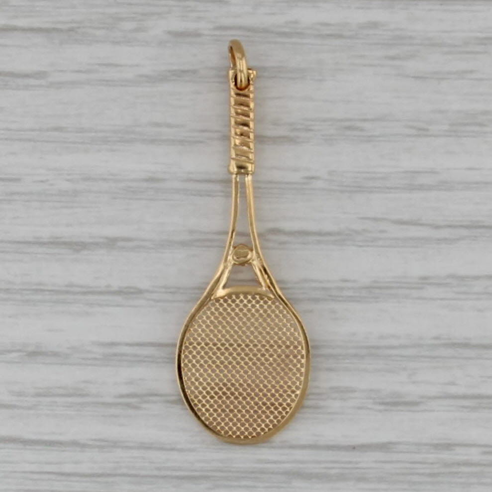 Tennis Racket Racquet Pendant 9k Yellow Gold Charm
