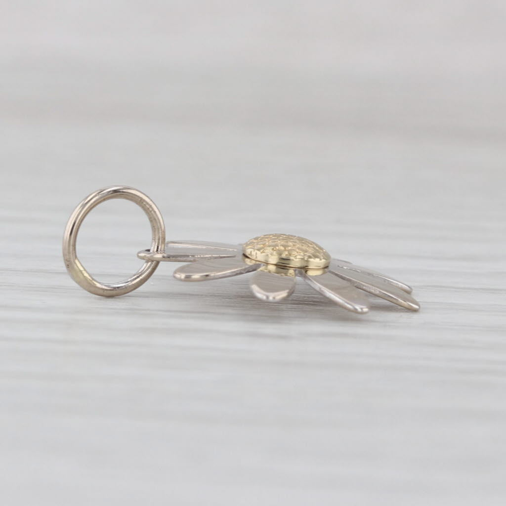 Small Daisy Flower Pendant 14k White Yellow Gold Charm Italian