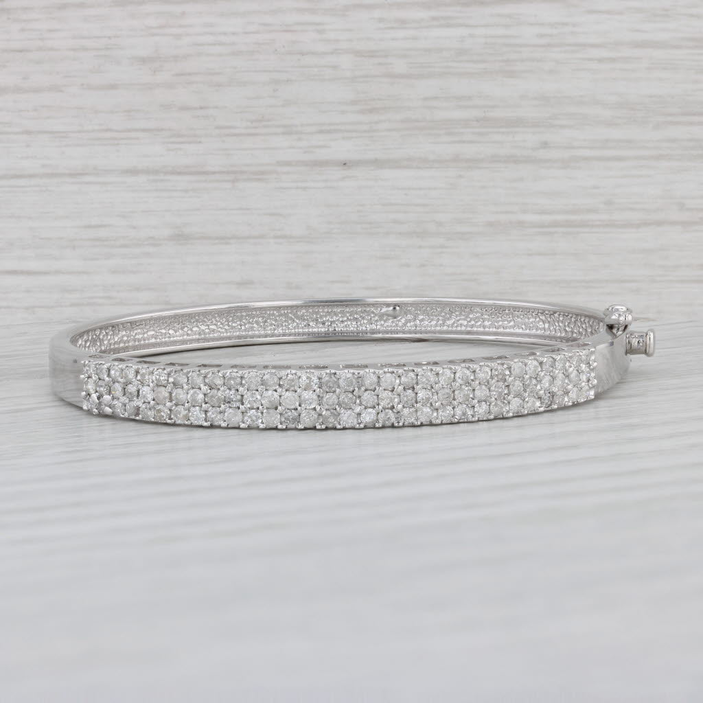 Gray 2ctw Diamond Bangle Bracelet 14k White Gold 6.75" Hinged