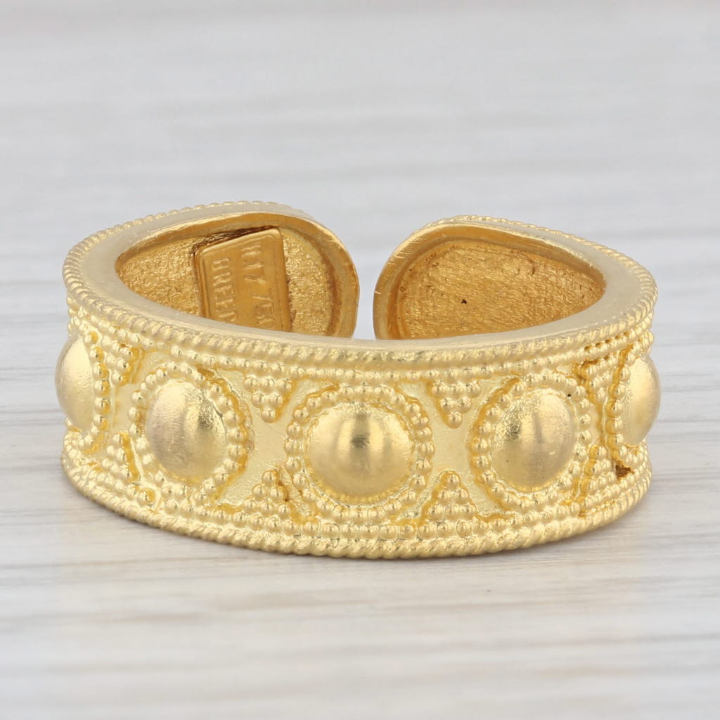 Light Gray Ilias Lalaounis Ornate Dots Ring 18k Yellow Gold Adjustable Size Greece