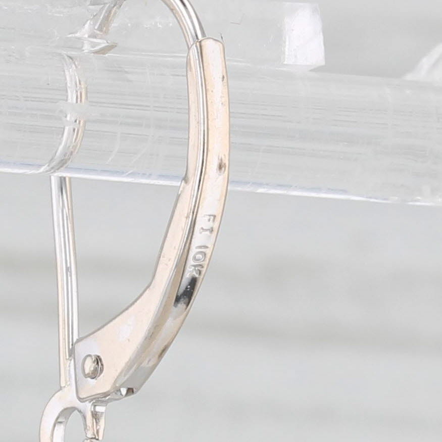 Light Gray 0.15ctw Diamond Dangle Earrings 10k White Gold Lever Backs