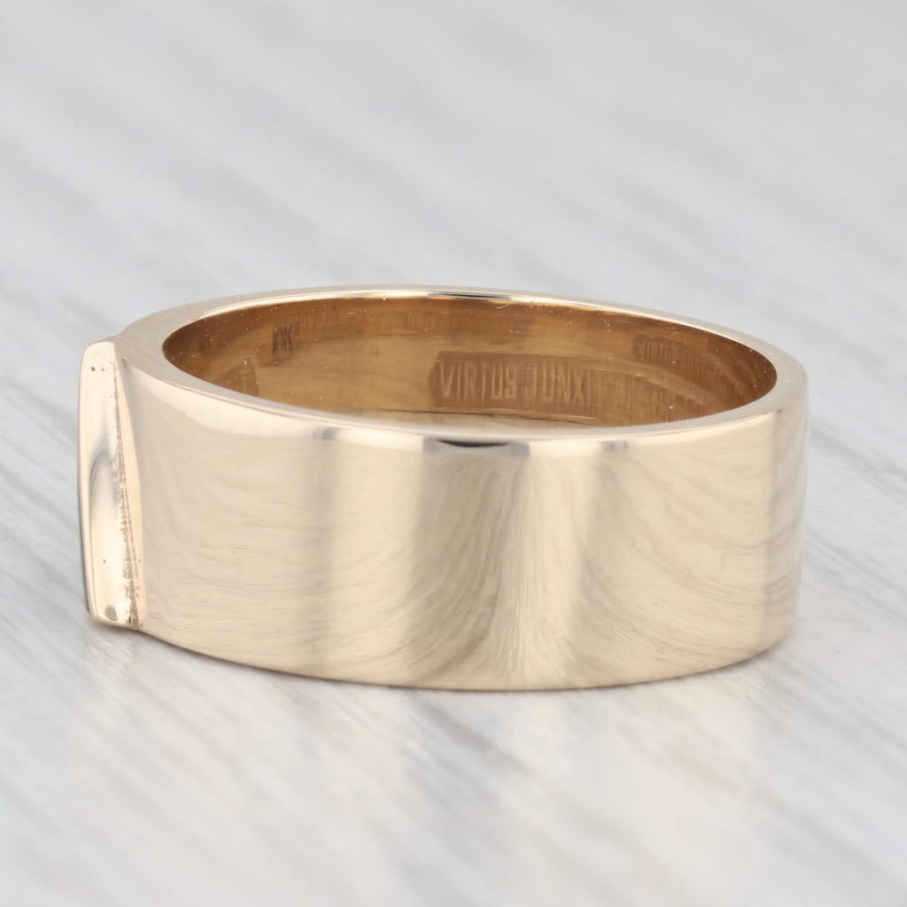 Light Gray Raised 14th Degree Yod Signet Ring 10k Yellow Gold Masonic Scottish Rite Band