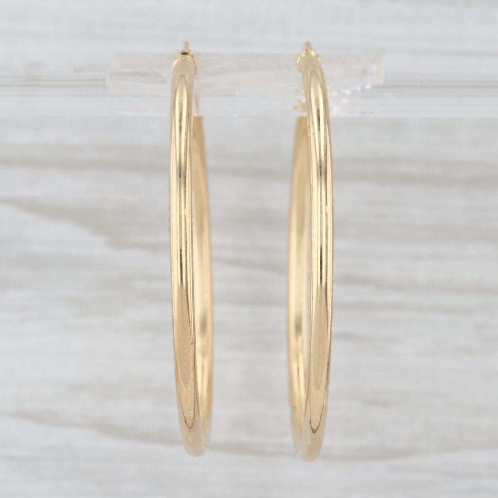New Hoop Earrings 14k Yellow Gold Snap Top Round Hoops 37.3 x 2mm