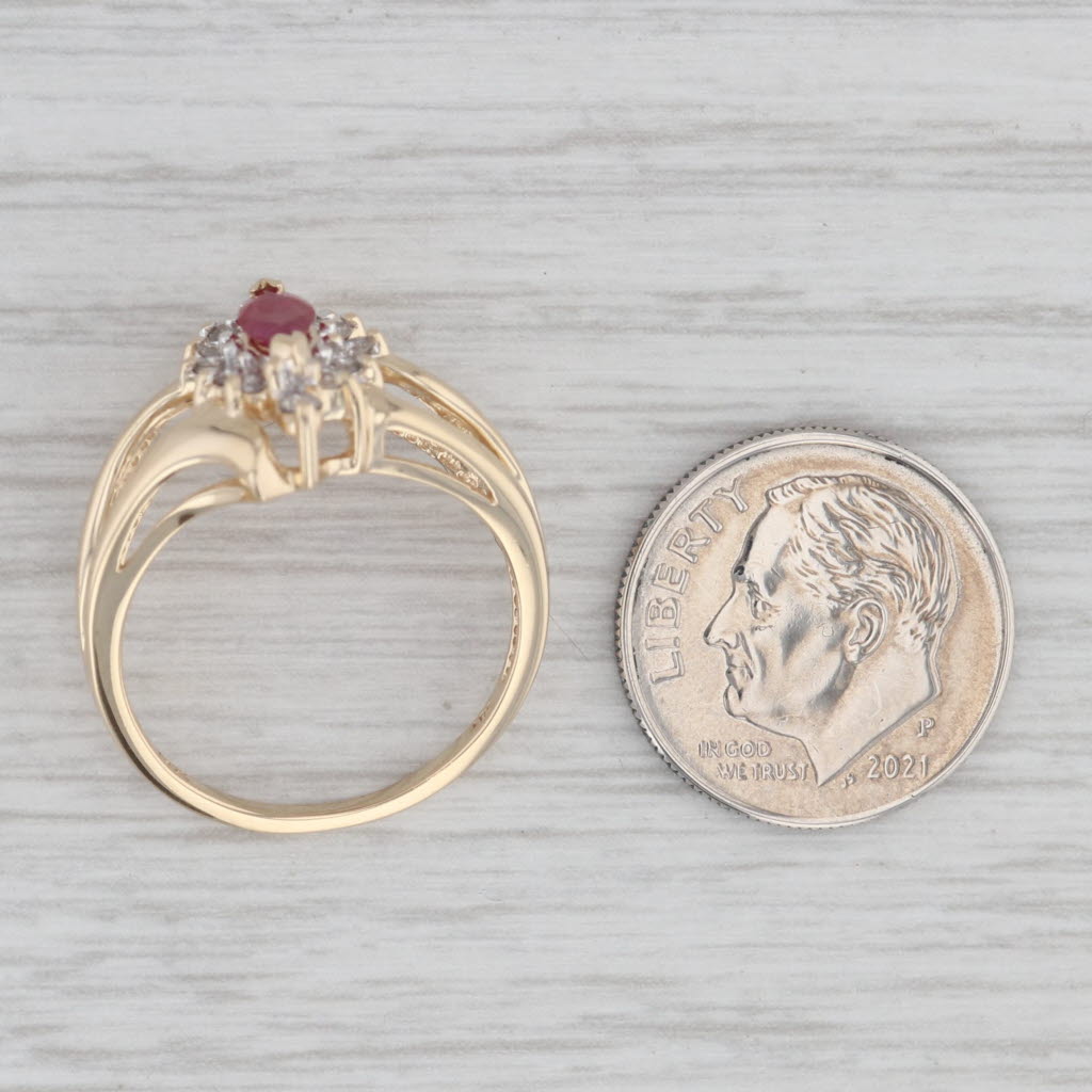 Gray 0.60ctw Ruby Diamond Halo Ring 14k Yellow Gold Size 7 Bypass