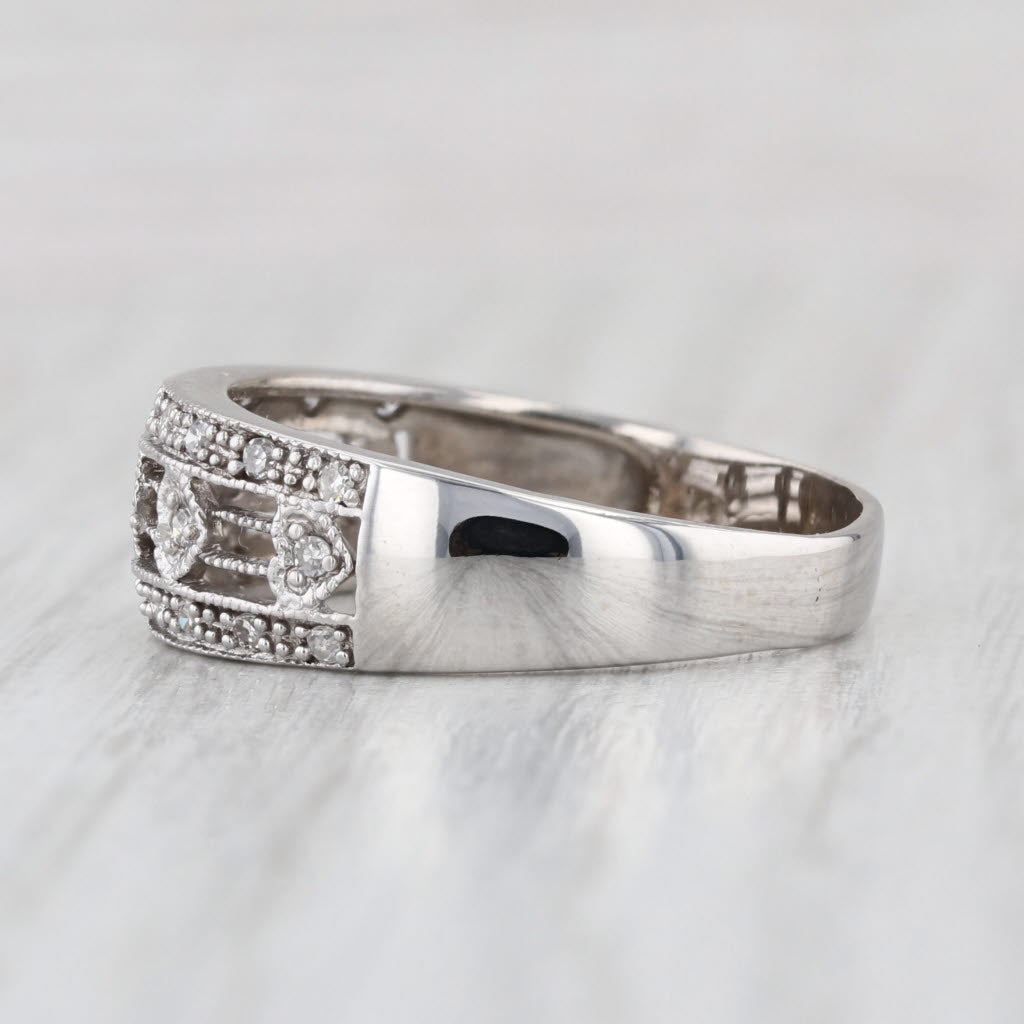 0.15ctw Diamond Hearts Band 14k White Gold Size 8.5 Ring