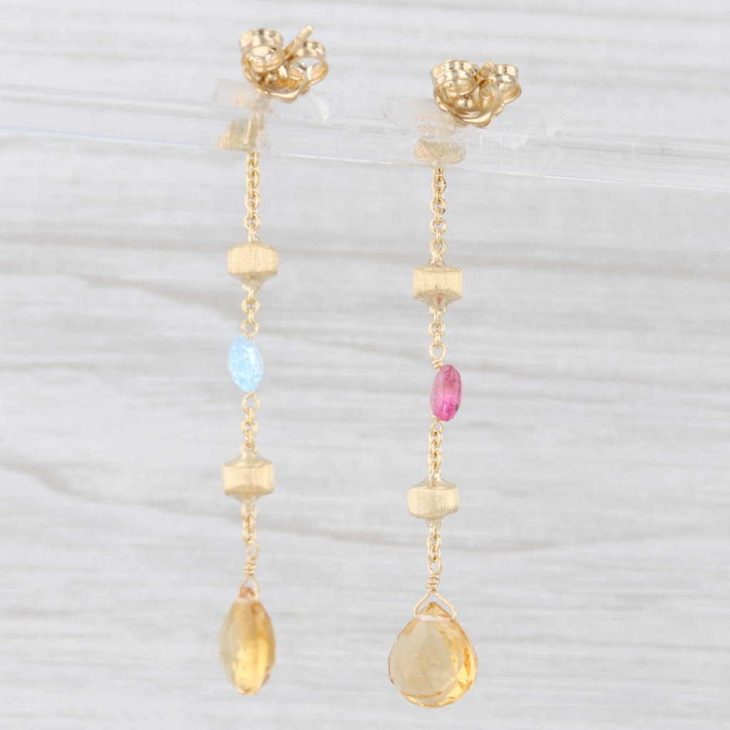 Light Gray Marco Bicego Paradise Dangle Briolette Earrings 18k Yellow Gold