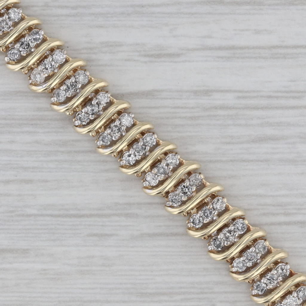 Gray 2.25 ctw Diamond 10K Yellow Gold Tennis Bracelet 7"