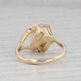 Opal Oval Cabochon Diamond Ring 14k Yellow Gold Size 4.75