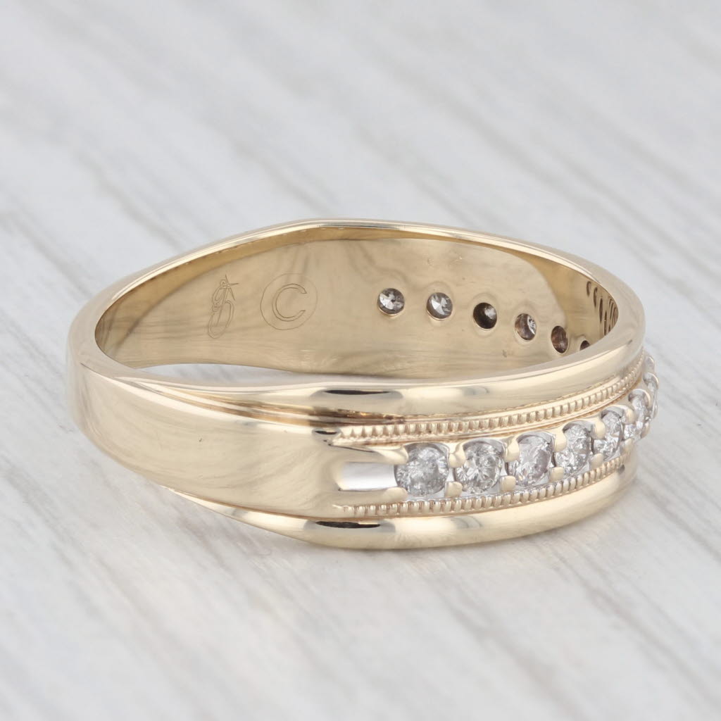 Light Gray 0.36ctw Diamond Men's Wedding Band 10k Yellow White Gold Size 10.25 Ring