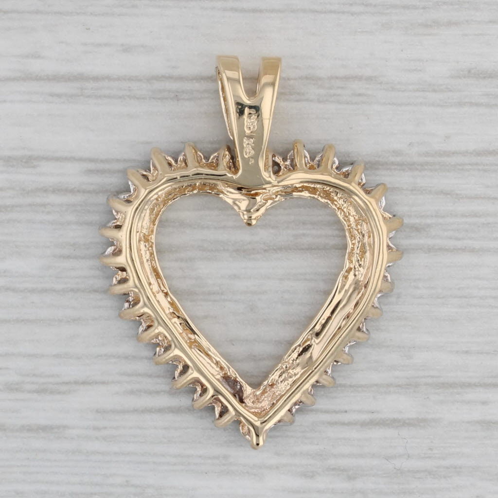 Gray 0.25ctw Diamond Halo Open Heart Pendant 10k Yellow Gold