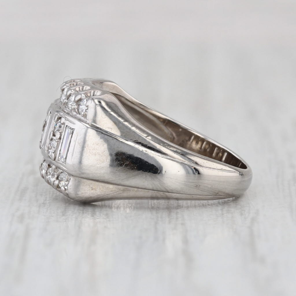Vintage 0.64ctw 3-Row Diamond Ring 14k White Gold Size 4.75