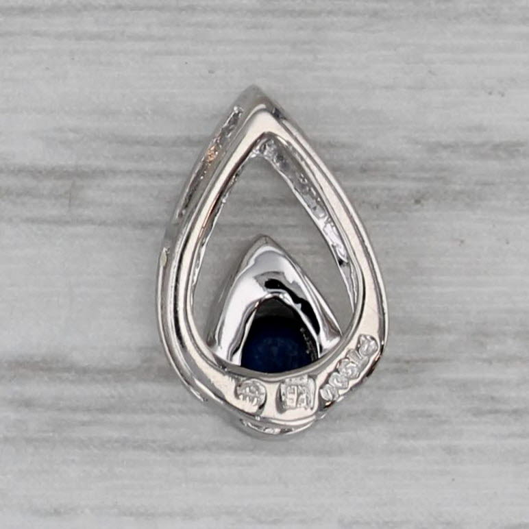 Dark Gray 0.10ctw Small Blue Sapphire Teardrop Pendant 900 Platinum