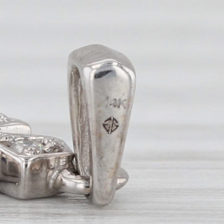 Little Diamond Cross Pendant 14k White Gold Small Drop