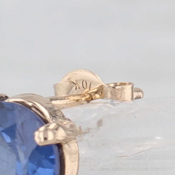 2.46ctw Oval Blue Lab Created Sapphire Stud Earrings 10k Yellow Gold Studs