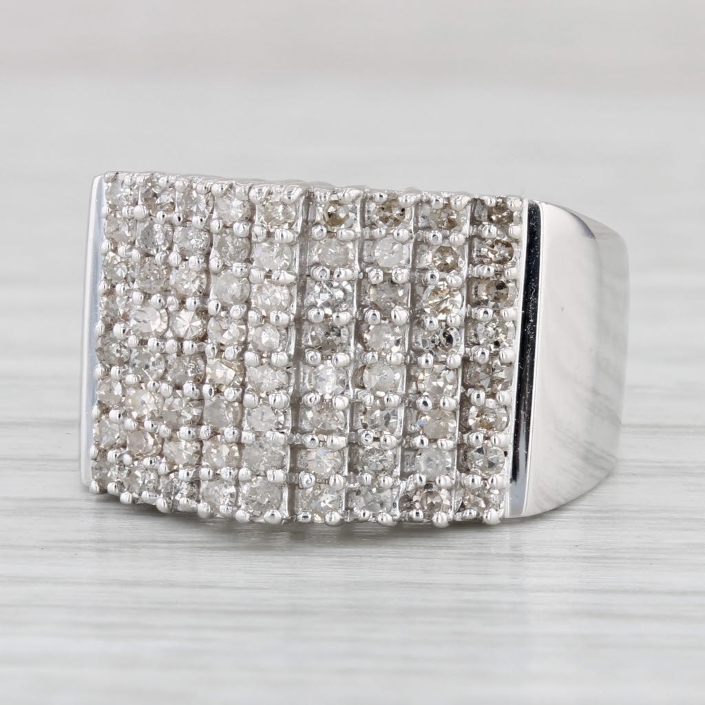 Light Gray 1ctw Diamond Pyramid Tiered Ring 10k White Gold Cocktail Size 7.5