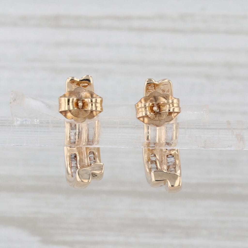 0.35ctw Diamond Journey J-Hook Earrings 10k Yellow Gold Drops