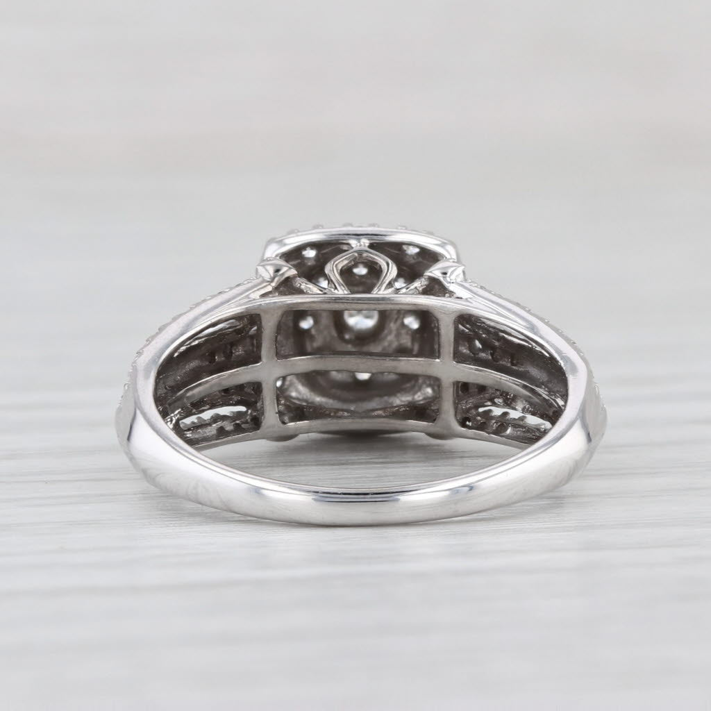 0.50ctw Diamond Cluster Halo Engagement Ring 10k White Gold Size 7.25