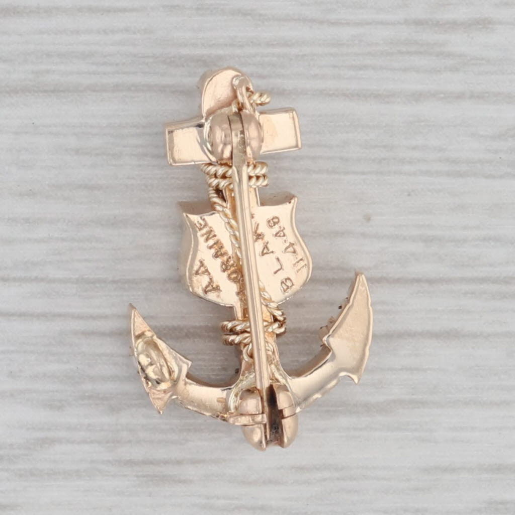 Gray Vintage Delta Gamma Sorority Anchor Badge 10k Yellow Gold Pearls Greek Pin