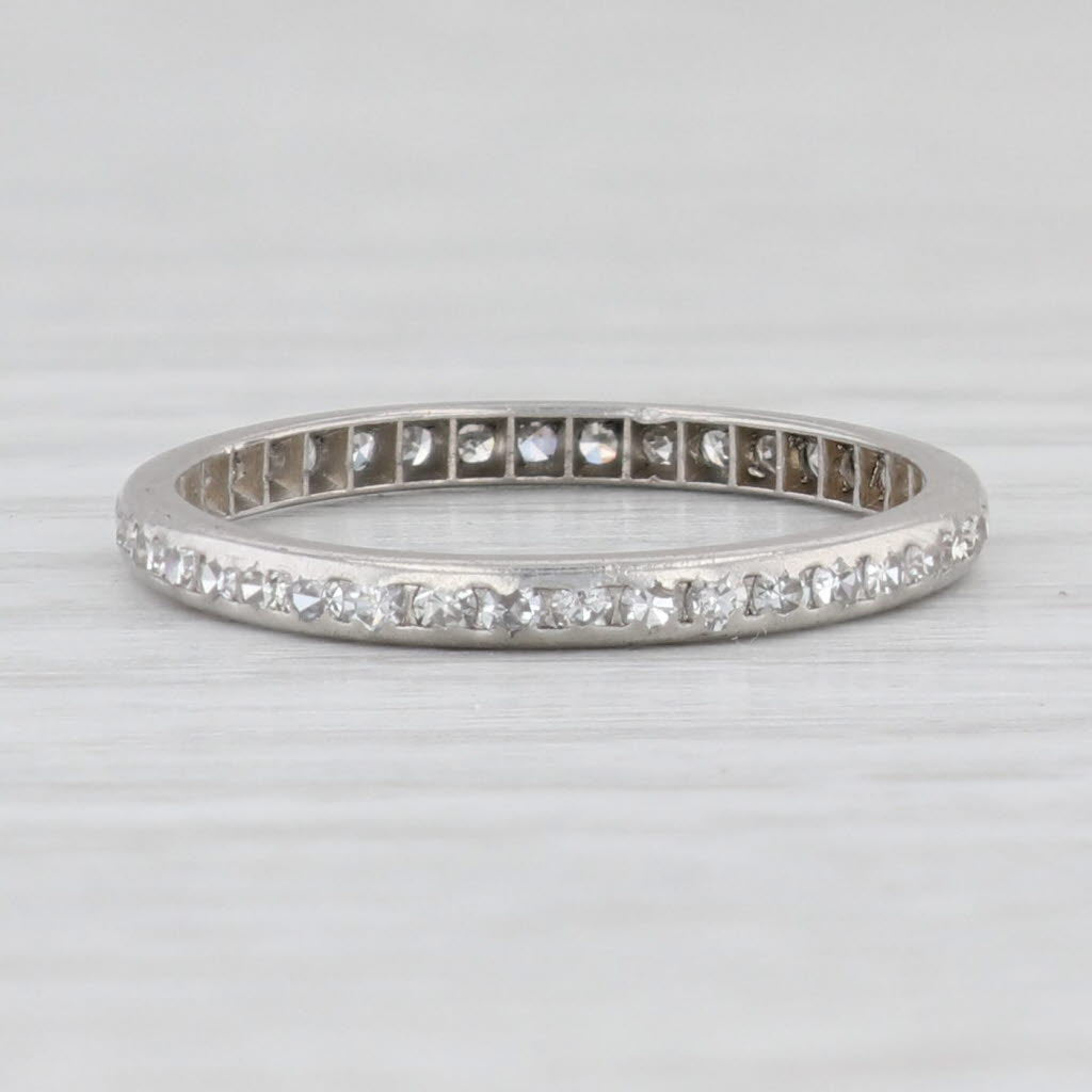 Light Gray Antique 0.25ctw Diamond Eternity Wedding Band Platinum Stackable Ring Sz 6 AS IS