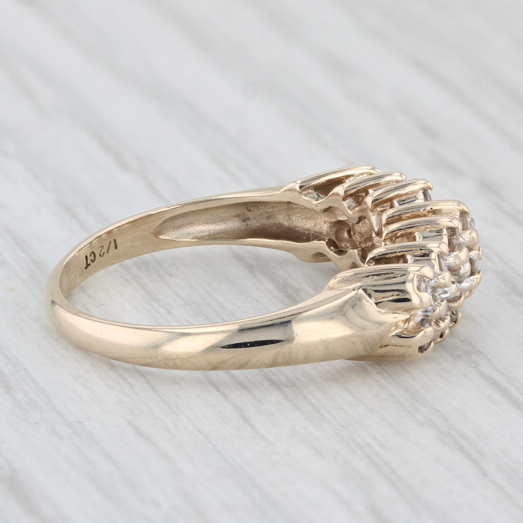 Light Gray 0.50ctw Tiered Diamond Ring 10k Yellow Gold Wedding Anniversary Band Size 7.75