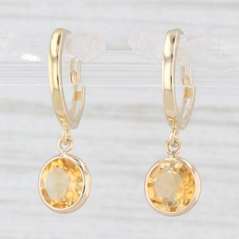 1.44ctw Orange Citrine Hoop Dangle Earrings 14k Yellow Gold
