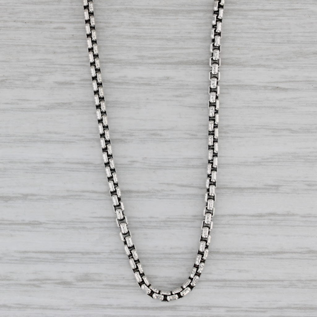 Gray David Yurman Box Chain Necklace Sterling Silver 14k Gold Tag 18” 2.5mm