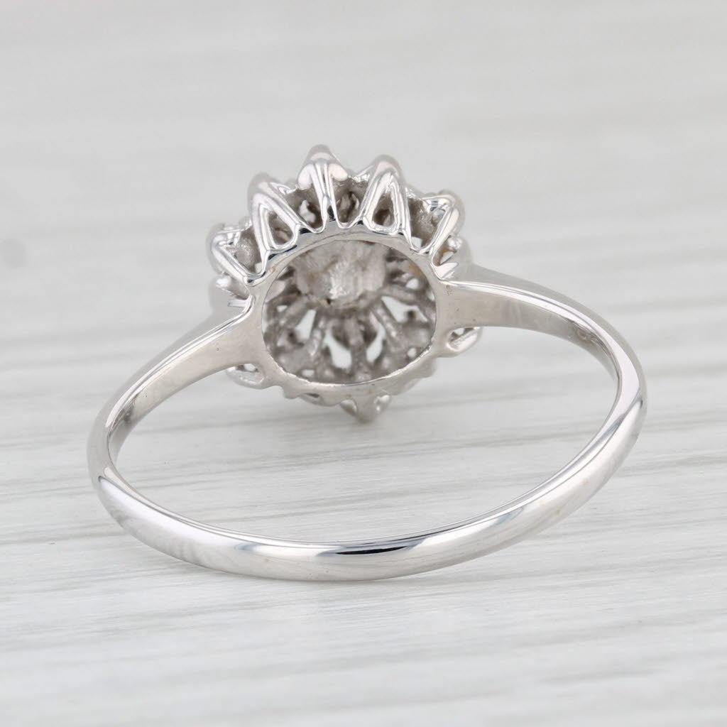Light Gray 0.21ctw Diamond Cluster Ring 14k White Gold Size 8.5 Engagement