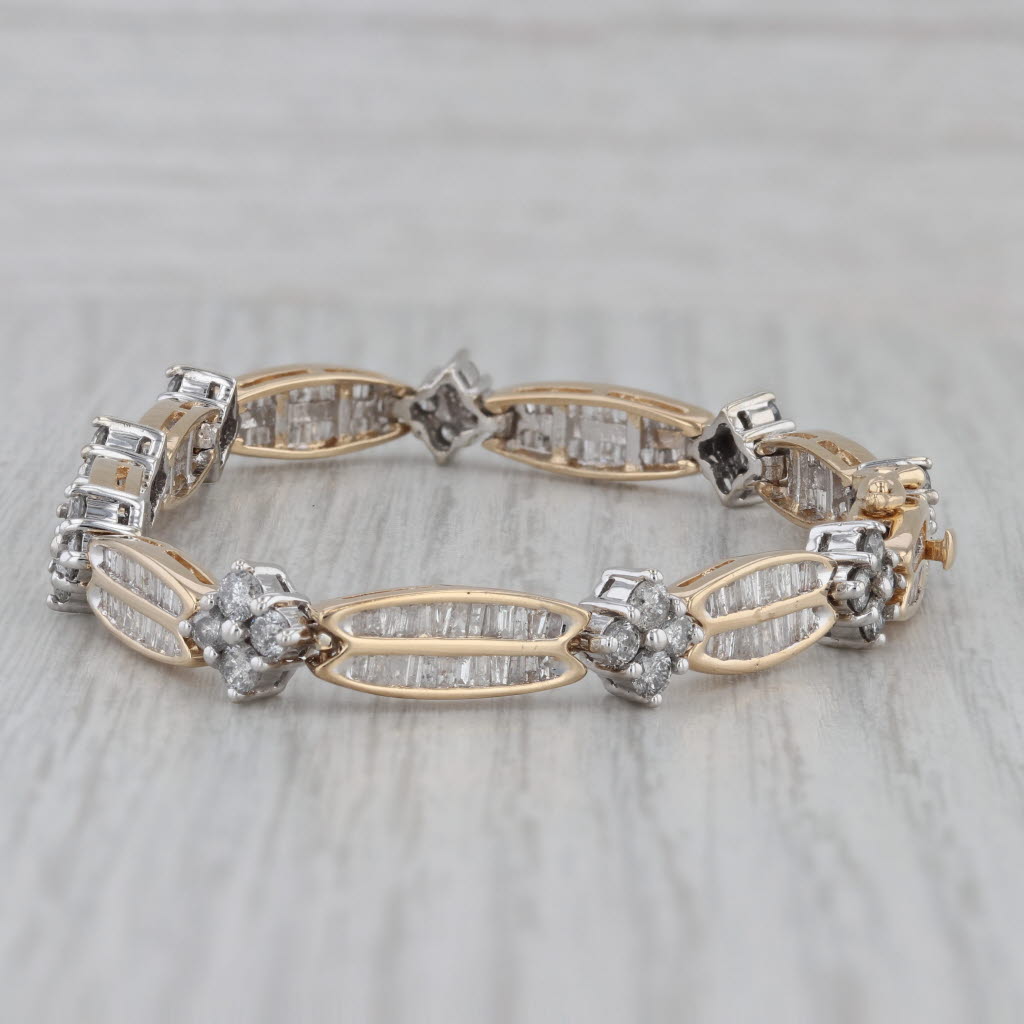 Gray 7" 5.70ctw Diamond Tennis Bracelet 14k White Yellow Gold 7.4mm