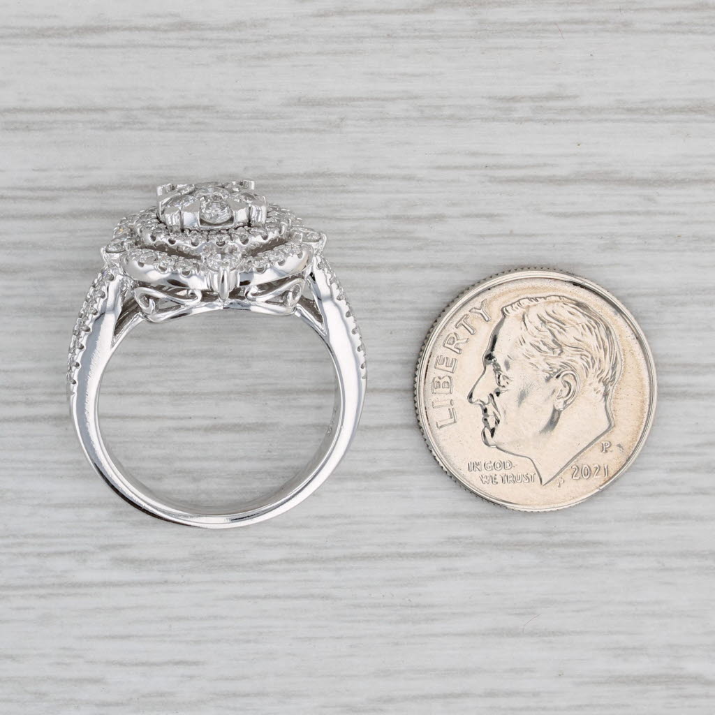 Gray 1.07ctw Round Diamond Halo Ring 14k White Gold Size 6.75 Cocktail Engagement