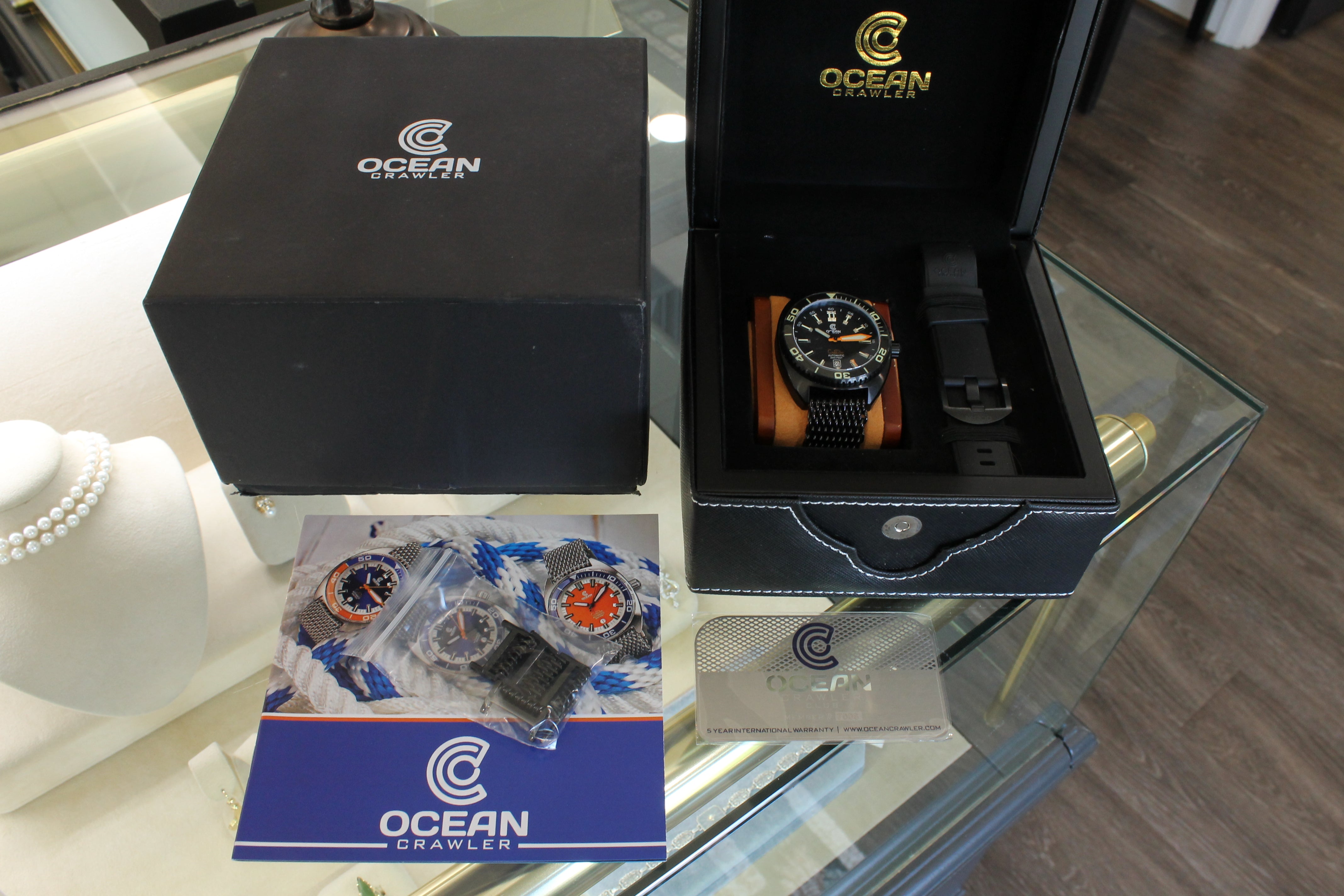 Ocean Crawler Core Diver Mens Automatic Watch 44mm Ultra-Black DLC Steel Boxes