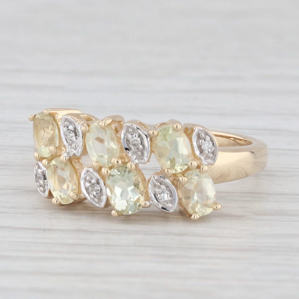 Light Gray 2.82ctw Yellow Heliodor Diamond Cluster Ring 14k Yellow Gold Size 7.25