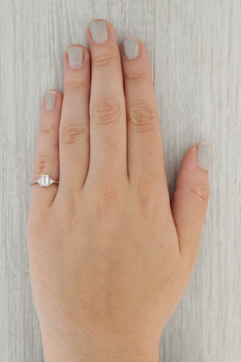 Tan 0.81ctw Emerald Cut Diamond Engagement Ring 14k White Gold Size 6.25 GSI