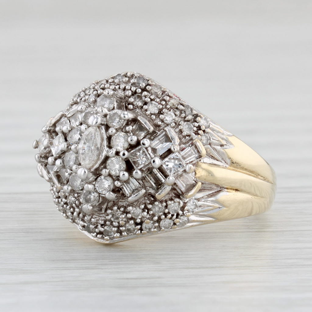 Light Gray 0.87ctw Diamond Cluster Ring 10k Yellow Gold Size 7.25