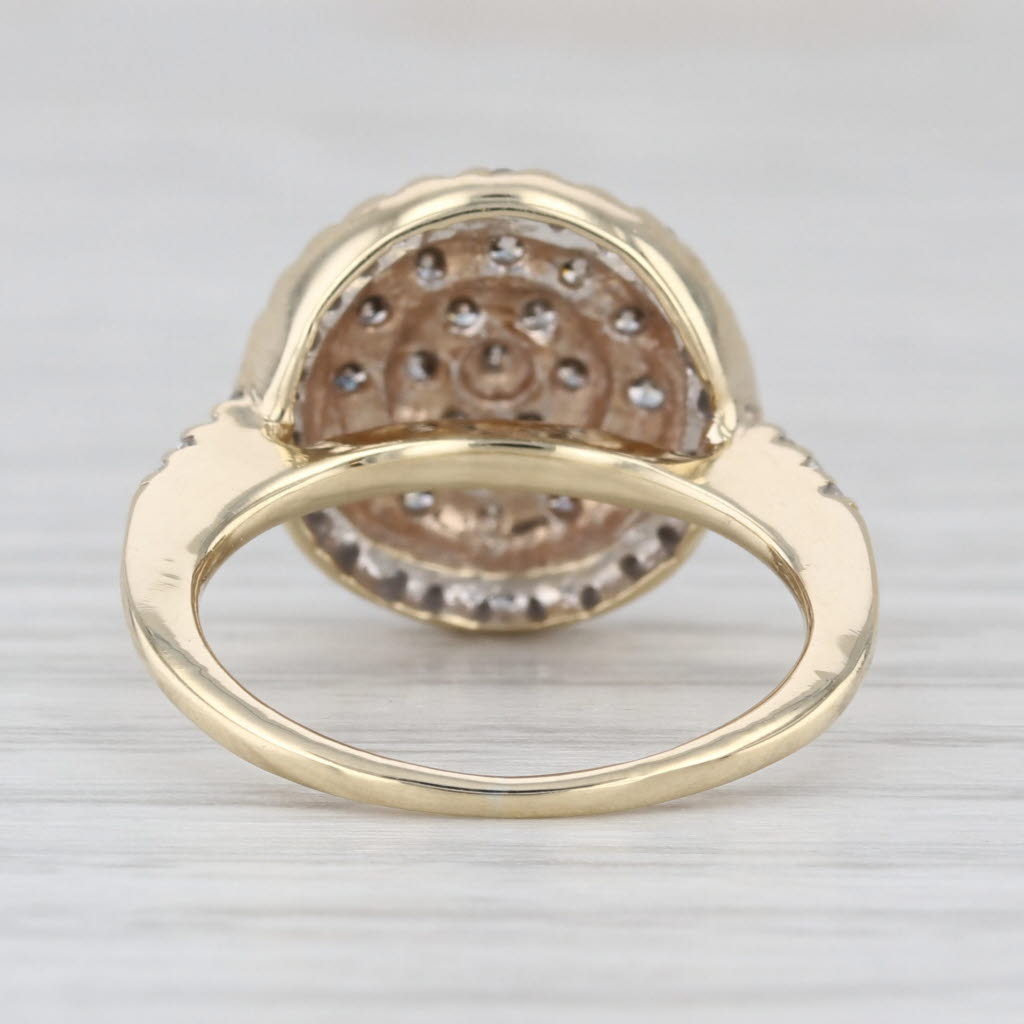 0.69ctw Diamond Cluster Halo Ring 10k Yellow Gold Size 4.75 Engagement