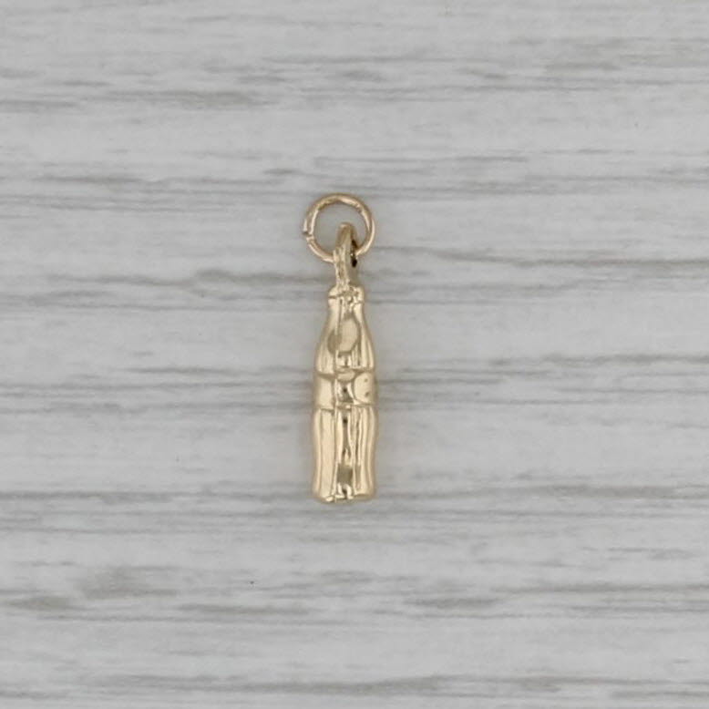 Small Vintage Soda Bottle Charm 14k Yellow Gold Keepsake Pendant