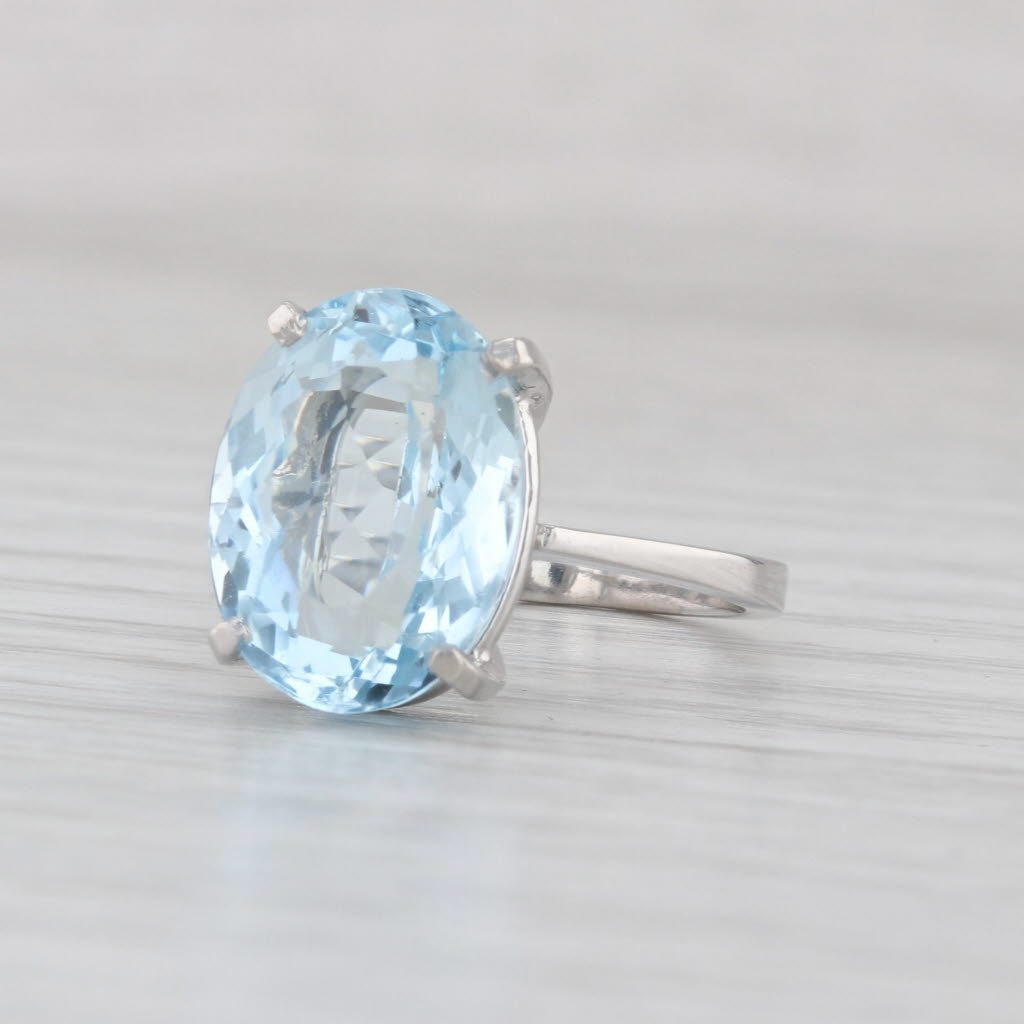 5.40ct Oval Aquamarine Solitaire Ring 18k White Gold Size 5